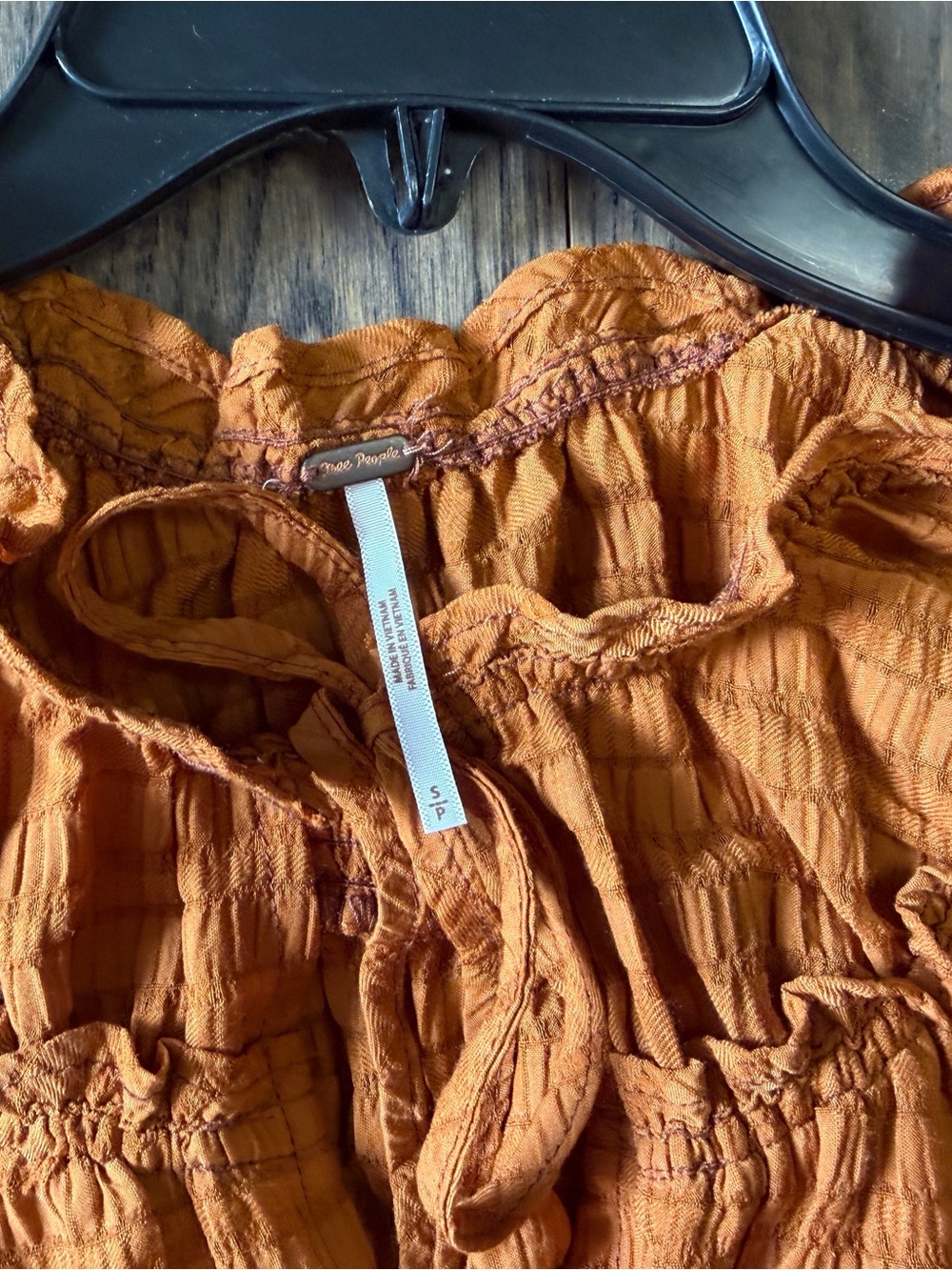 Free People Rust Button-Front Ruffle Peasant Blouse - Picture 8 of 8